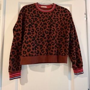 Marine Layer Leopard Print Brown Sweater